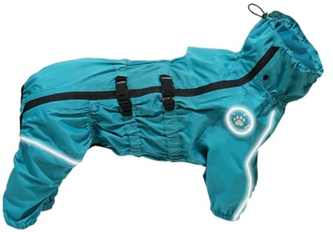 Hixingo Hundemantel mit Beinen, Winter Warme Hundemäntel mit Leinenloch Winddichte Kalte Hundejacke Wintermantel & Winterjacken für Kleine Mittel Große Hunde XS-5XL (S,See Blau)