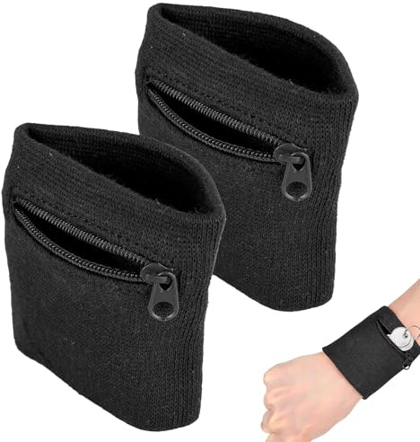 WOLMIK 2pcs Reißverschluss Handgelenk Beutel, Sport Turnhalle Basketball Armbänder, die Schweißbänder Laufen Lassen Handgelenk Verpackungs Geldbörse mit Reißverschluss Tasche für Schlüssel