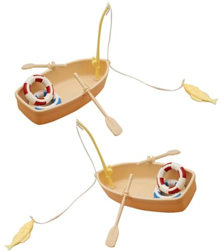 Okeeyseda 2 Sets Schwimmring Miniaturboot Rettungsring Ruder Kanu Boot Kreuzfahrt Spielzeug Kunststoff Segelboot Haushalt