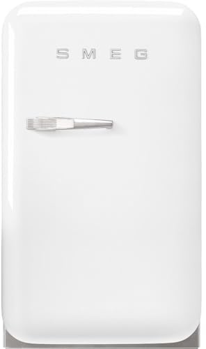 Smeg, FAB5RWH6 Réfrigérateur Minibar Vintage une Porte, 34L, Charnières à Droite, Froid Statique, 2 Clayettes Réglables, Porte-Bouteilles et Éclairage LED, H 72,5cm, Blanc