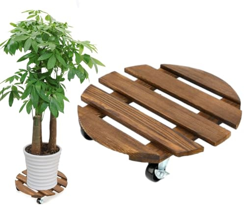 Pflanzenroller Rund, 1 Stuck Blumenroller 40x40cm Rollbrett Rund, Pflanzen Rollbrett 100Kg Tragkraft, Pflanzenroller Outdoor, Blumentopf Untersetzer Mit Rollen, Blumenuntersetzer Rund mit Rollen
