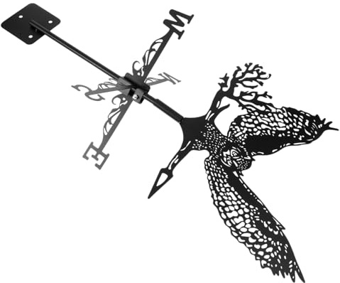 Abaodam Veleta De Búho De Metal Indicador De Dirección De Viento para Exterior Decoración De Jardín para Techo o Cobertizo