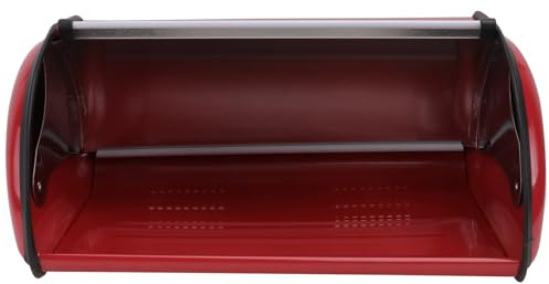 Gatuida Bread Box Metal Red Storage Container Iron and Plastic | Home Bread Organizer for Bread and Snacks, Kitchen Bin for Bakery Use, Large-capacity Holder