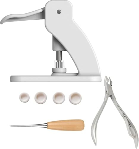 YICBOR Table top No-Sew Snap Button Fastener Hand Press Machine, Pressbutton Installation Tool with 1pcs Awl, 1pcs Buckle Removal Plier and Dies in 4 Sizes for Plastic Snap Fasteners Setting Tools