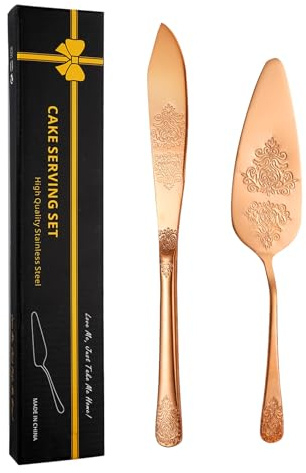 Kit de découpe de gâteau de mariage et pelle à - Coupe-gâteau décoratif et spatule à gâteau - Robuste avec poignée ergonomique - Pour fruits, fromage