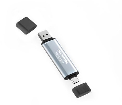 Gigastone SSD externo 2TB USB-A+C hasta 1.050MB/s para PS5 iPhone16 4K 60fps ProRes USB3.2 Gen2 - Disco duro portátil para MacBook iPad Playstation Xbox Duo Go