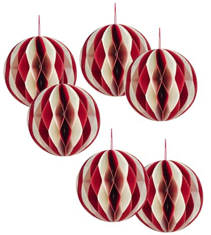 6 esferas de papel hechas a mano, fáciles de colgar, decoración para interiores y exteriores, elegantes accesorios de árbol de Navidad, decoraciones de papel coloridas