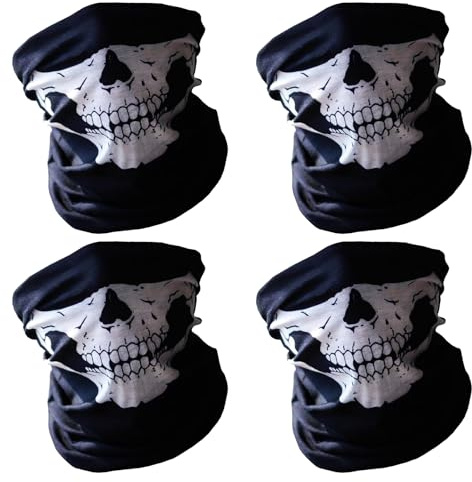 YingMengZhiGe 4 Stück Motorrad Totenkopf Maske Schlauchschal Halstuch Herren Multifunktional Sturmmaske Weihnachten Maske Geeignet Für Motorrad Skifahren Radfahren Weihnachtskleidung