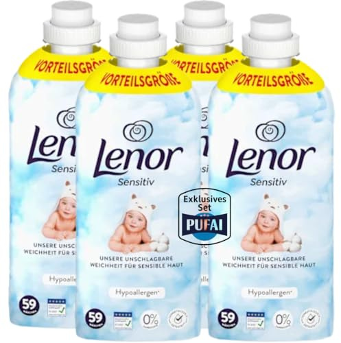 Weichspüler – Sensitiv – 59 WL – 1,239 l – 4er Pack – Für sanfte & hautfreundliche Wäsche