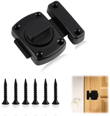 Heavy-Duty Bathroom Toilet Door Latch Rotate Bolt Gate Latch, Bathroom/Bedroom Door Locks - Stainless Steel Slide Lock, Secure Lock for Cabinets, Windows, and Pet Gates, 54mm (Black)