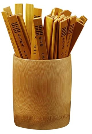 iplusmile Bâtons de Divination Chinois en Bambou avec Seau 3,94 x 3,27 x 3,27 po – 64 Bâtonnets Gravés pour Pratique Intuitive et Apprentissage des Hexagrammes – for Maison, Bureau, Réunions Familiale