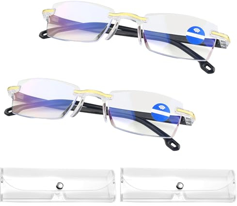 2er-Set Vision Pro Brille & Brillenetui, Banogalle Brille mit Klarem Sichtdesign und Anti-Blaulicht-Schutz, Zoom Brillen für Damen und Herren, Leichte Kunststofffassung, Ideal für Büro & Zuhause