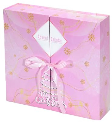 Calendrier de compte à rebours de Noël - 24 jours | Calendrier de l'Avent pliable et rechargeable en carton Idéal pour les filles, les garçons, les adolescents, les femmes, les hommes Parfait pour