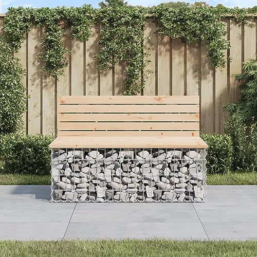 INLIFE Banc de Jardin Design de Gabion 103x70x65 cm Bois Massif de pin