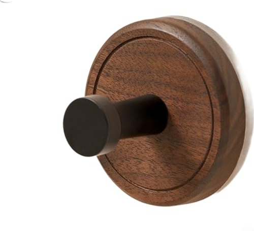 Gancho de ventosa de madera de nogal sin taladrar para baño y dormitorio. Gancho de pared resistente para fijación de toallas y albornoces de hasta 3 kg, fácil montaje(1)