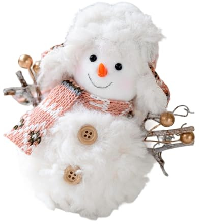 GMBYLBY Muñeco de nieve hecho a mano de peluche de punto, decoración navideña, seguro para niños, decoración de escritorio de temporada, figura de muñeco de nieve de tela