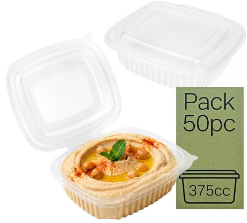 Majillux 50 Envases de PP Herméticos con Tapa Bisagra de 375 ml