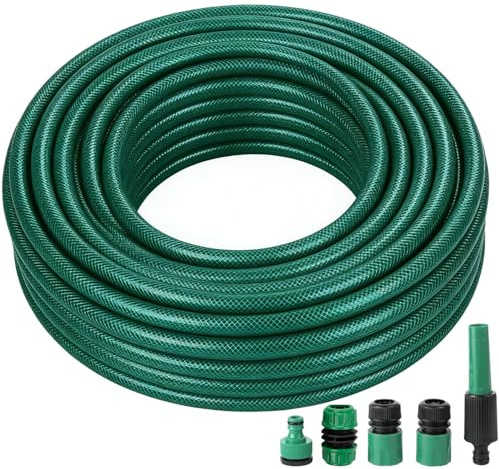 20m Non-Expanding Garden Hose,Reinforced Hose Pipe with Spray Gun,Hosepipes for Garden Water Hoses Burst-Resistant, High-Pressure, All-Weather Use for Lawns, Gardens, and Outdoor Cleaning