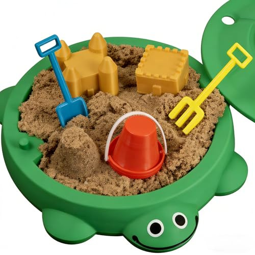Mini Turtle Sandbox for Desk - Turtle Sandbox with Lid, Desktop Sandbox with Small Tools for Stress Relief & Home Decor