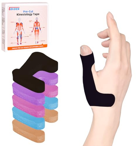 Kinesiotape Vorgeschnitten für Finger & Daumen, 40 Stück Elastisches Sporttape Wasserfest, Kinesiologie Tape Vorgeschnitten (Schwarz, Rechts 40 Stück)
