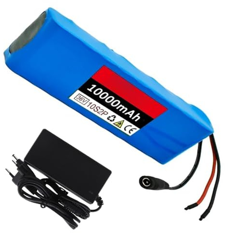Batería para Bicicleta Eléctrica De 36 V Y 10 Ah con Protección BMS Integrada, Batería De Litio Recargable con Cargador, Batería para Patinete Eléctrico. (36V 10AH),Bullet+SM