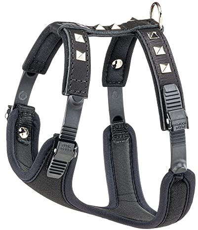 Ferplast Pettorina per Cani GIOTTO LUXOR SMALL, in Vera Pelle con Borchie Argentate