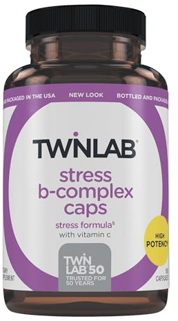 Twinlab Stress B-Complex Caps - Energy Support Supplement with Vitamin B12 and B6-100 Capsules