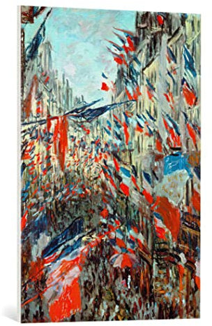 kunst für alle Leinwandbild: Claude Monet Die Rue Saint-Denis in Paris statt Fest am 30 Juni 1878 - hochwertiger Druck, Leinwand auf Keilrahmen, Bild fertig zum Aufhängen, 60x85 cm