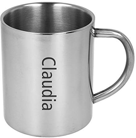 Lantelme Personalisierte Edelstahl Tasse mit Wunschgravur | Metall Thermotasse 280ml mit Gravur | als Geschenkidee mit Wunschtext Wunschnamen graviert für Freunde Privat Büro Outdoor und Freizeit