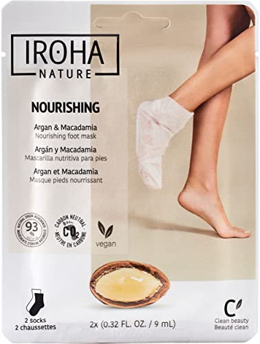 IROHA NATURE - Calzini Nutrienti con Olio di Argan e Macadamia | Trattamento Intensivo per Piedi Secchi e Disidratati | Effetto Flash, Naturali e 100% Vegani