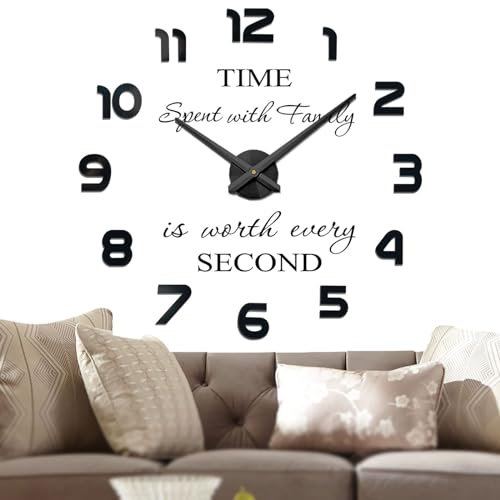 Vangold Moderne Mute DIY große Wanduhr 3D Aufkleber Big Wanduhren für Home Office Decor Geschenk