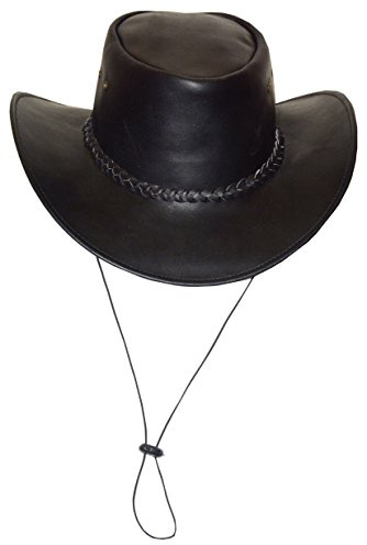 Black Jungle Broome Cappello da Cowboy Realizzato in Pelle Bovina con Cinturino sottogola (Nero, M)