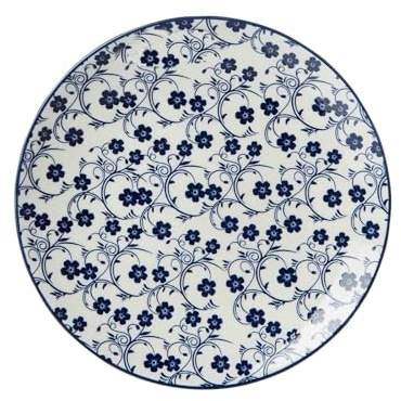 Ritzenhoff & Breker Dessertteller Royal Sakura, Ø 21.5 cm, Runder Kuchenteller aus Porzellan, Orientalisches Dekor, Spülmaschinenfest & Mikrowellengeeignet, Blau-Weiß