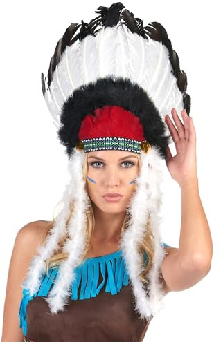 DEGUISE TOI Copricapo Indiano con Piume per Adulto - Multicolore - Taglia Unica