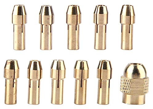 Portabrocas de Latón de 4 Mordazas - 11 Piezas Collet Herramienta Giratoria Para Taladro de Molienda Eléctrica 0.5-3.2mm