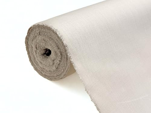 A-Express Naturrein Leinen Stoff Sanft Kleidung Reines Leinenstoff für Handarbeit Nähen Heimwerken Schneiderei Kreuzstich Mode Tasche 100% Leinen 140cm Breite - Halber Meter 50cm x 140cm Natur