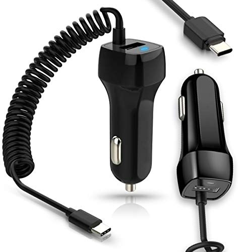 KFZ Auto Ladekabel 15 W 3,1A kompatibel mit Samsung Galaxy Z Flip 7 / FE 6 5 4 3 Fold 7 6 5 4 3 2 Ladegerät 12V - 24V Adapter Dual Ladeadapter USB Typ-C Schwarz