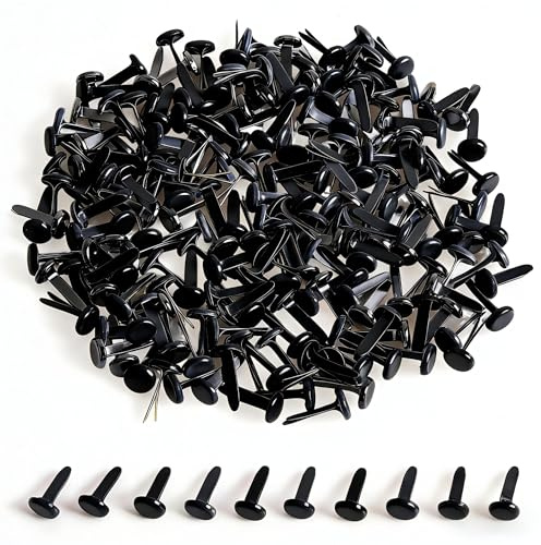 moinkerin 200 Piezas Encuadernadores Redondos 8x14mm Negro Encuadernadores Metálicos para Scrapbooking,Manualidades,Estampado, Oficina