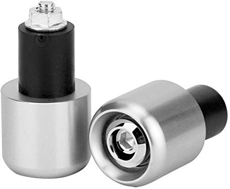 Lenkerenden, KIMISS Motorrad Lenkerstecker Aluminiumlegierung Lenkergriffzubehör Motorradzubehör Lenkerendkappe für 22mm Durchmesser Lenker(Silber)