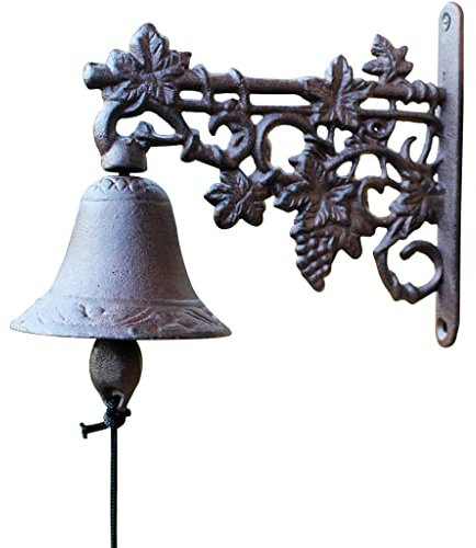 YHRJ Türglocke gusseisen Vintage Idyllische Willkommensklingel, An der Wand befestigte dekorative Weinglocke für Hauptküche, Glocke mit Handanhänger (Color : A, S : 23.8 * 20.5 * 10.5cm)