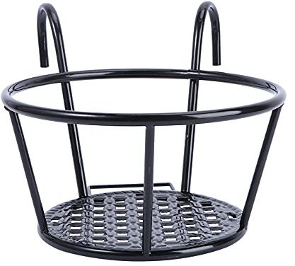 DOITOOL Metal Brackets Railing Planter Basket Hanging Balcony Planter Holder Mounted Railing Round Flower Pot Holders Over The Rail Potted Stand Plant Baskets for Balcony Garden Metal Stand