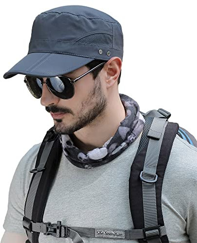 Pyrafox Herren Army Military Cap - Sommer Basecap Mütze, Schildmütze, Cuba-Stil, verstellbar Wanderhut, Faltbarer Sonnenhut Ideal für Outdoor-Aktivitäten
