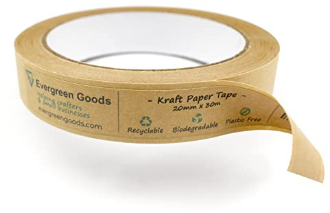 Evergreen Goods™ Ruban d'emballage kraft marron | 20mm x 30m | 1/2/3 paquets | Éco-responsable