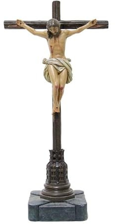 Crucifijo Cristo de la Buena Muerte Resina Pintado a Mano 25 cm