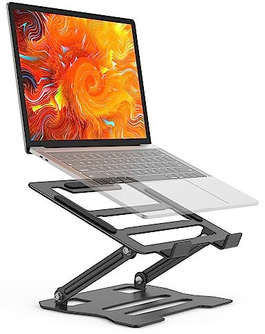 Rupoku Adjustable Laptop Stand, Ergonomic Laptop Riser Heat Vent Computer Stand for Desk, Foldable Portable Tablet Notebook Holder for MacBook Pro/Air, Surface, Samsung, Laptops (10-15.6'')