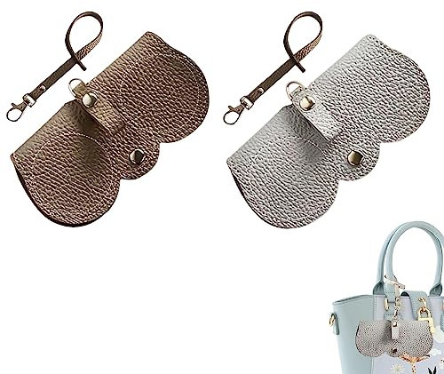 HENGBIRD Mode Sonnenbrillenetui, 2 Stück Leder Sonnenbrille Tasche, Tragbares Etui für Sonnenbrillen Tasche aus Weichem Leder, Tragbares Schlankes Brillenetui Halter für Geldbörse Lesebrille Fall