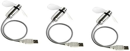 ABOOFAN 3pièces Mini Ventilateur Usb Avec Horloge Led Portable Et Léger Pour Bureau Et Voyages