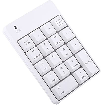 ASHATA Wireless Numeric Keypad,2.4GHz Wireless USB Numeric Keypad Numpad Number 18 Keys Laptop PC New Compatible with Most Computers (White)