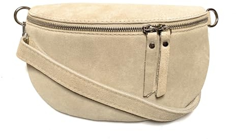 FASHION YOU WANT Damen Wildleder Leder Tasche Gürteltasche Crossbody Hüfttasche Bauchtasche Hüfttasche Umhängetasche Cross-Over Bodybag Schultertasche Handytasche Geldtasche (beige)