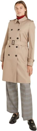 Tommy Hilfiger Donna Trench Cotton Slim Fit Corto, Beige (Beige), 46